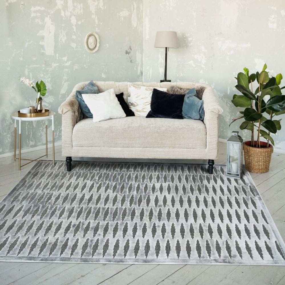 Tapis avec relief motif horizontal gris 120x170 — vue 3