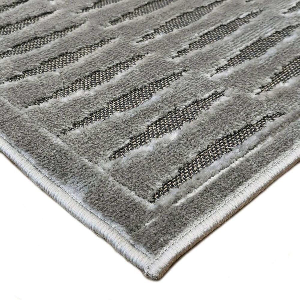 Tapis avec relief motif horizontal gris 120x170 — vue 4