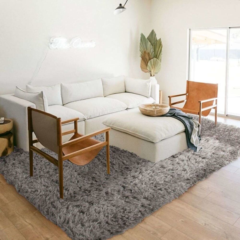 Tapis tout doux imitation fourrure gris clair 197x290 — vue 3