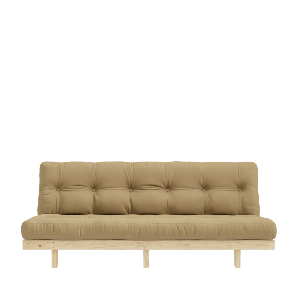 Canapé convertible en bois naturel et tissu - Blé