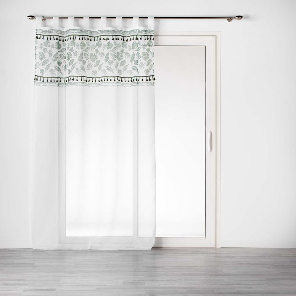 Voilage sablé au style exotique polyester blanc 140x280 cm