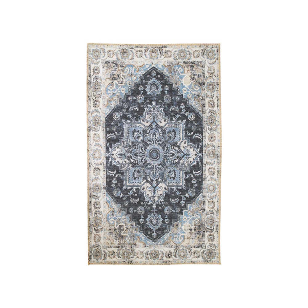Tapis vintage en chenille - 160x230cm Bleu et beige Polyester
