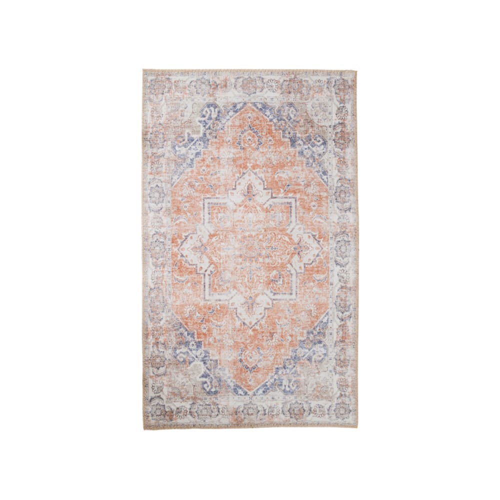 Tapis vintage en chenille - 160x230cm Orange et bleu Polyester