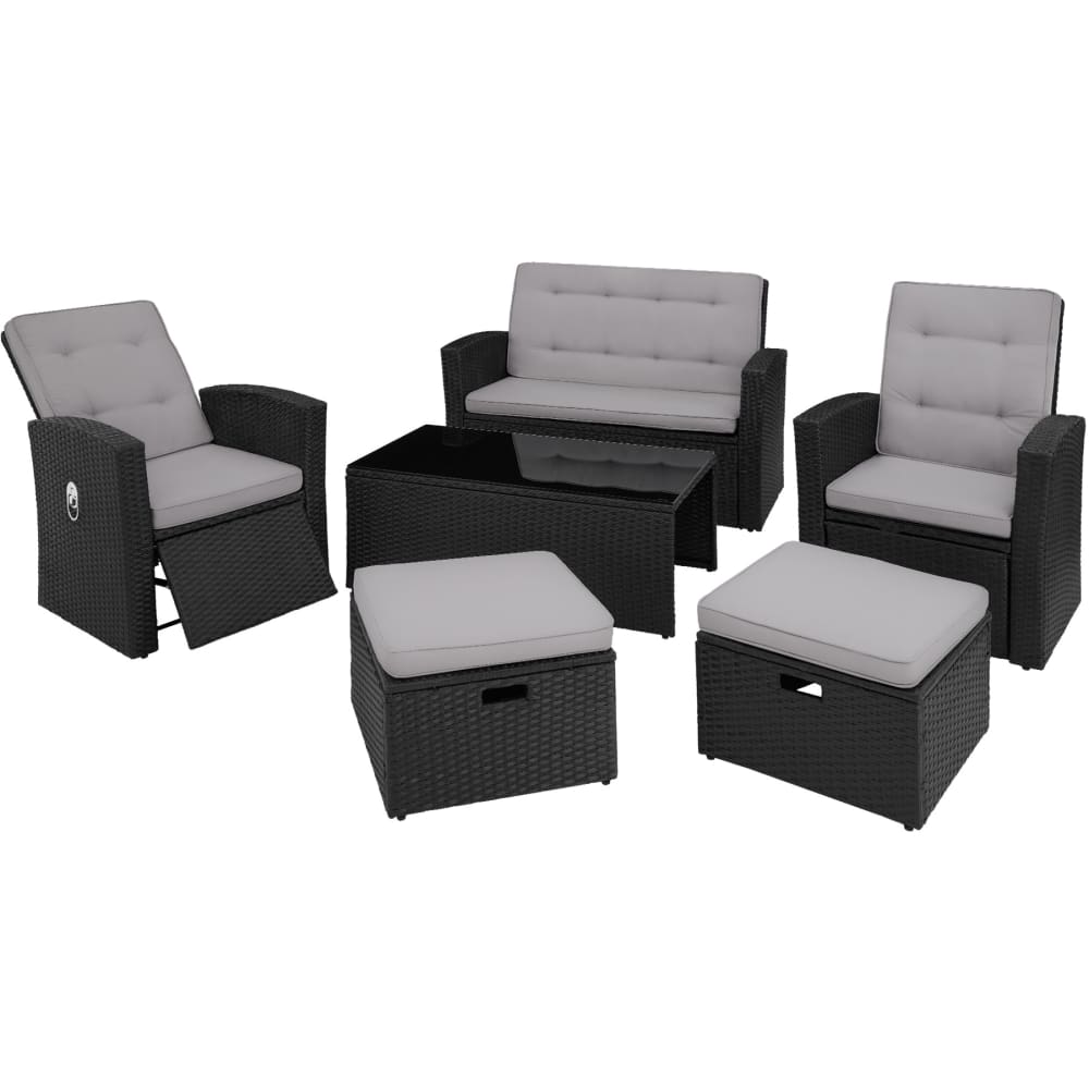 Canapé de jardin en polyéthylène et aluminium noir