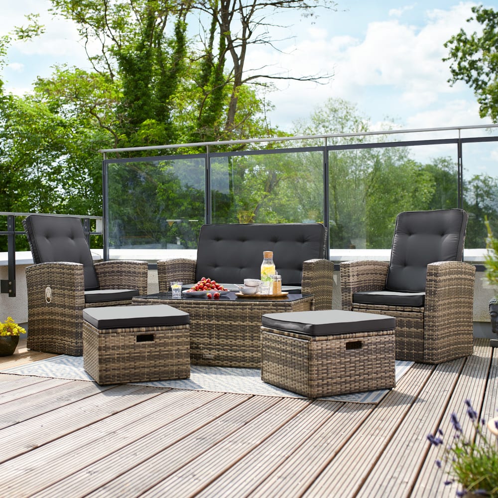 Set lounge da giardino in rattan resistente ai raggi uv - Tectake