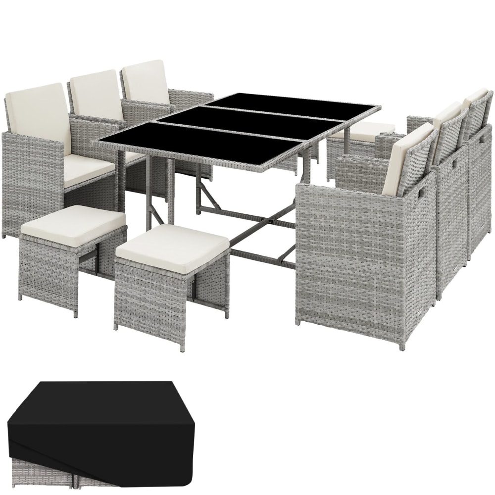 Salon de jardin 6-10 personnes Pliable housse de protection gris clair