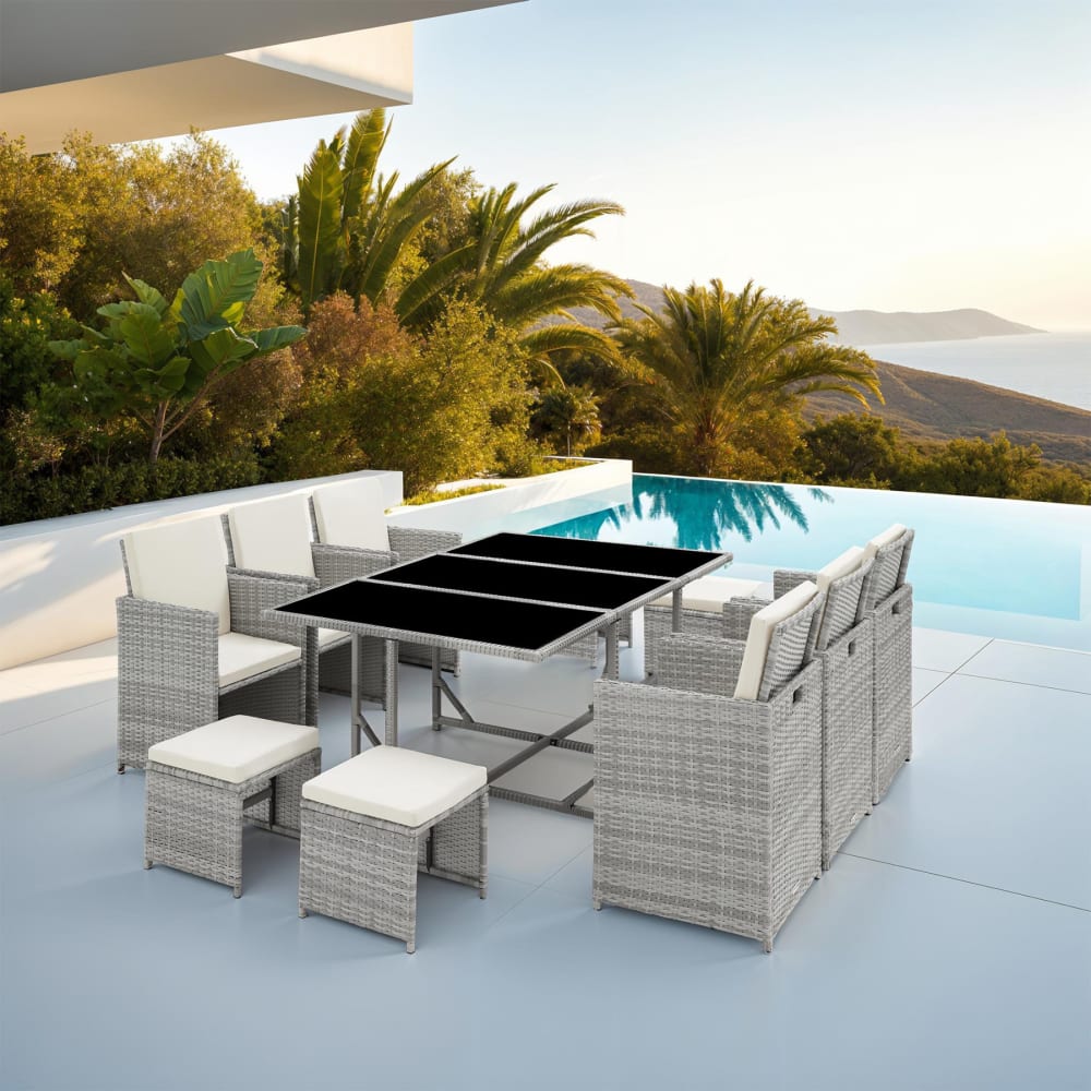 Salon de jardin 6-10 personnes Pliable housse de protection gris clair