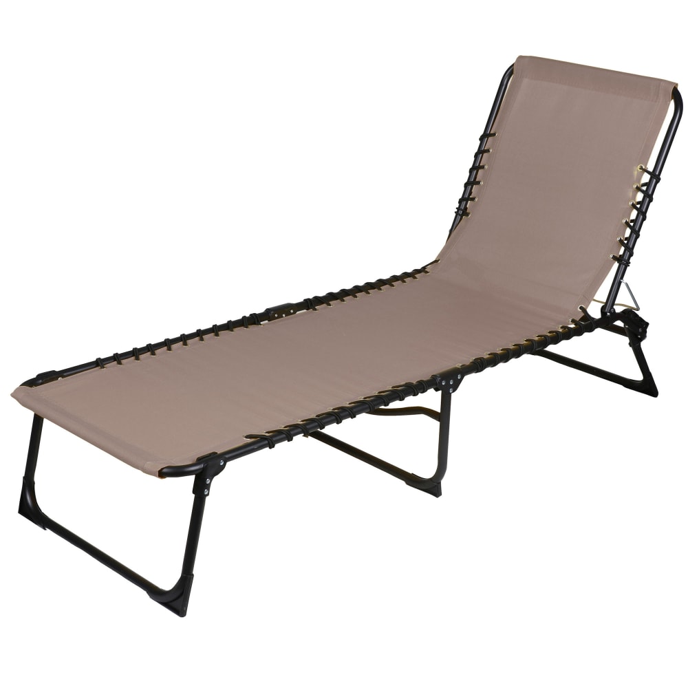 Bain de soleil aluminium et textilène taupe - 190x55.5x85cm