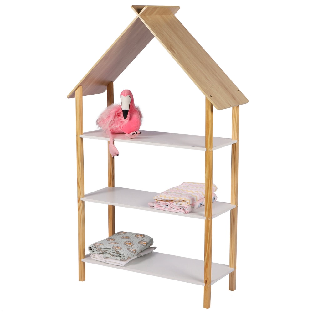 Étagère bibliothèque maison bois et blanc chambre enfant - hauteur 131 - Maisons du Monde