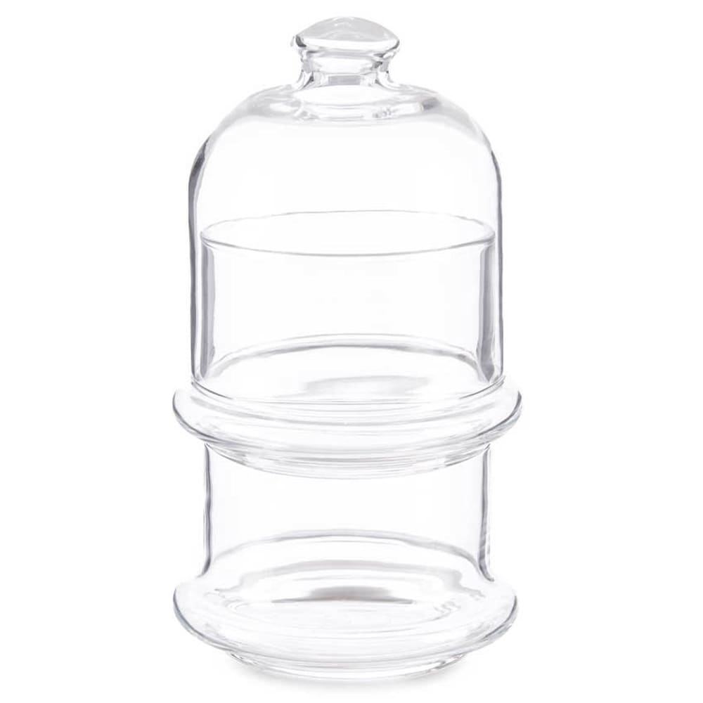 Bonbonnière en verre 2 étages empilables - 9x9x16.5cm