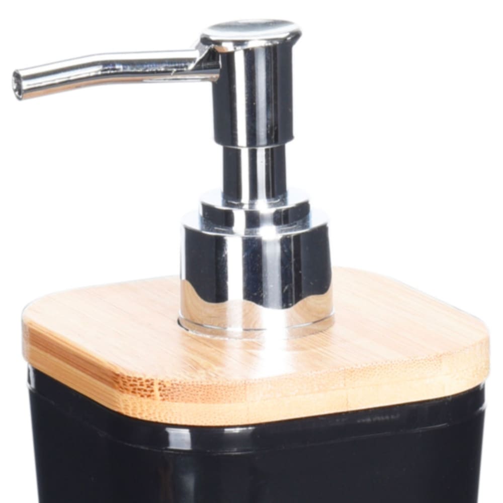 Distributeur de savon noir et bambou - 7.5x7.5x17.5cm - Maisons du Monde