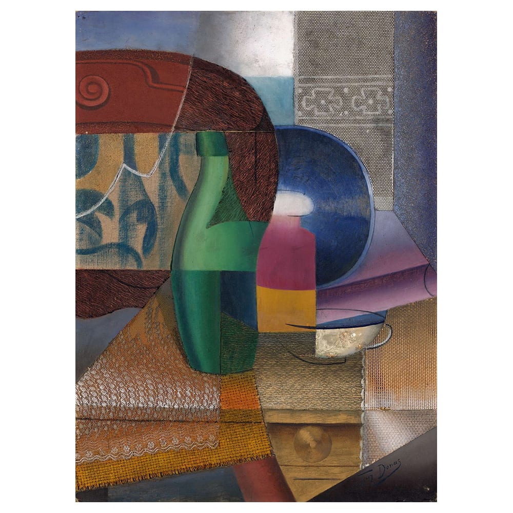 Natura morta con Bottiglia e Tazza - Marthe Donas cm. 50x70 - Multicolore - PES - Poliestere