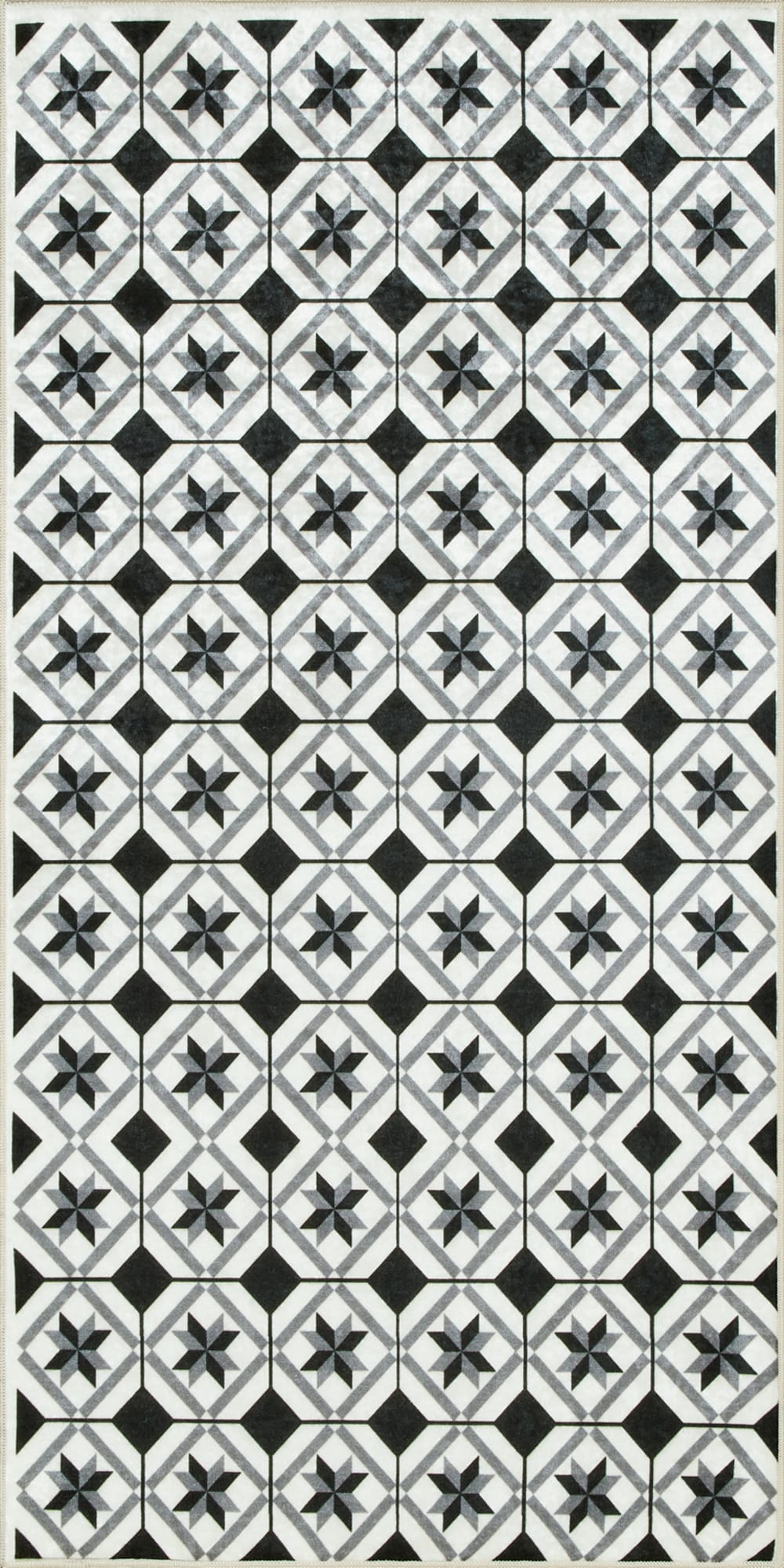 Tapis de cuisine carreaux de ciment noir 50x100