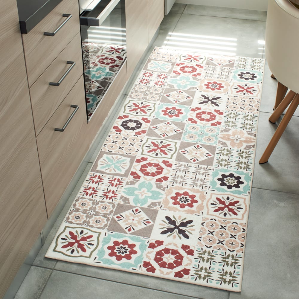 Tapis de cuisine carreaux de ciment multicolore 70x180