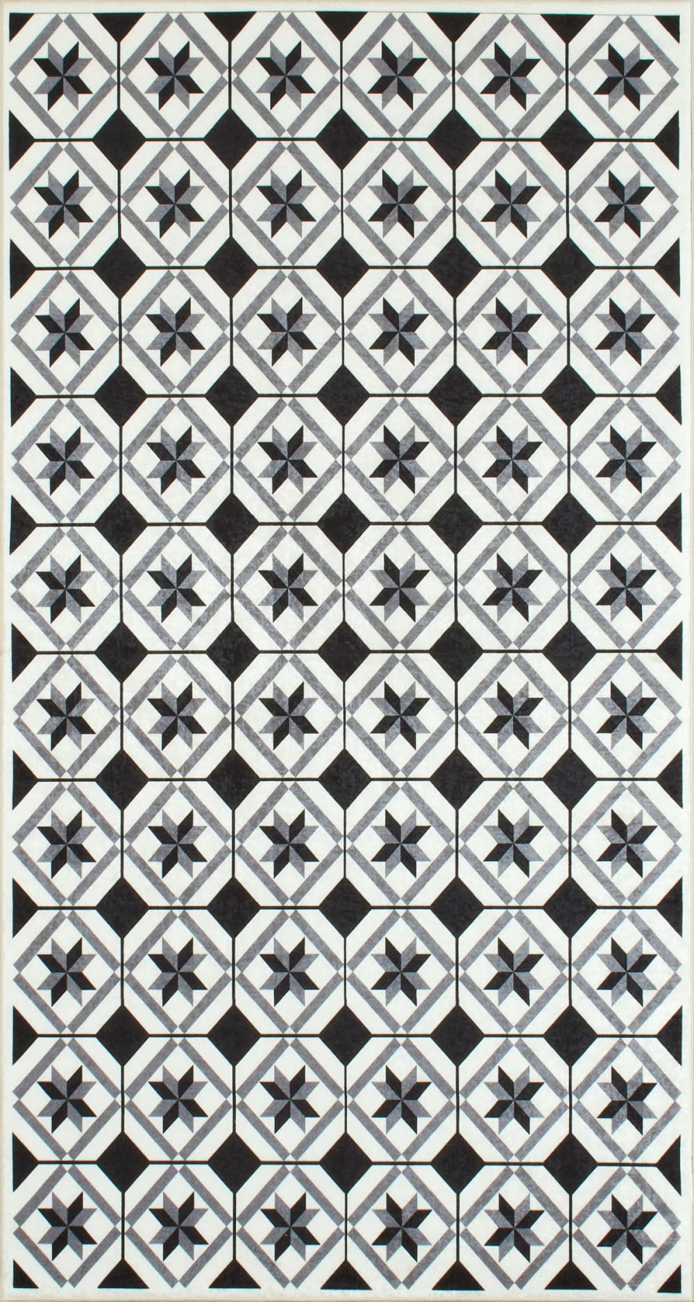 Tapis de cuisine carreaux de ciment noir 80x150