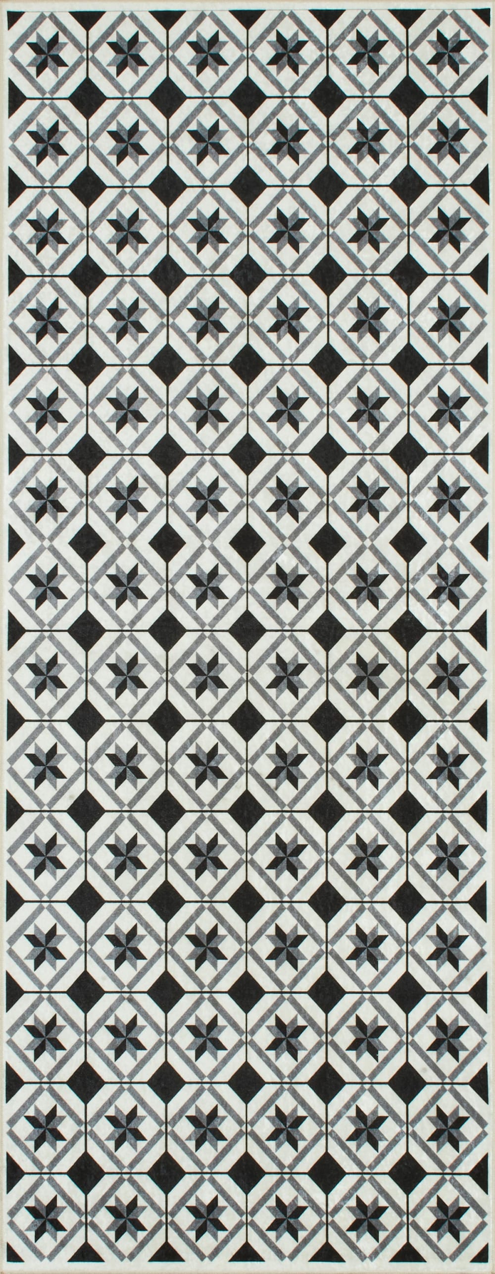Tapis de cuisine carreaux de ciment noir 70x180