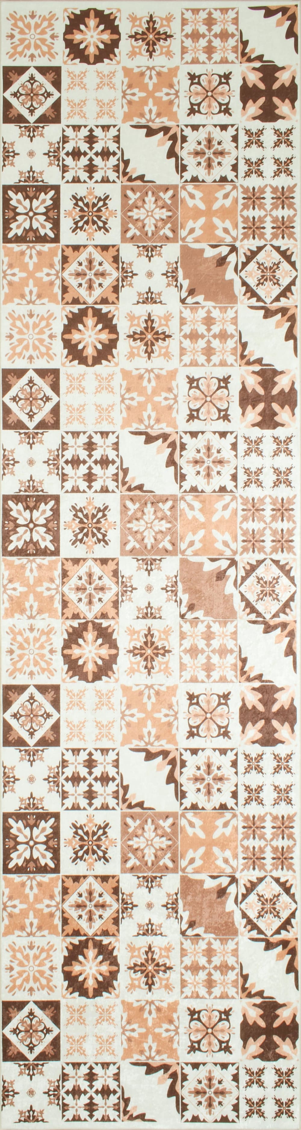 Tapis de cuisine carreaux de ciment orange 80x300