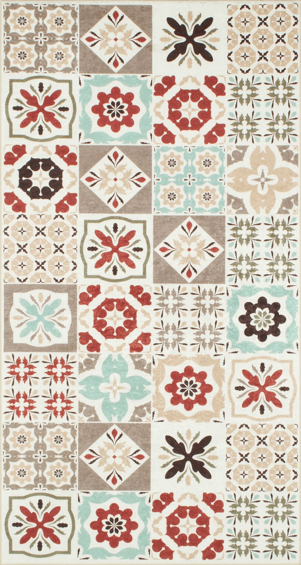 Tapis de cuisine carreaux de ciment multicolore 80x150