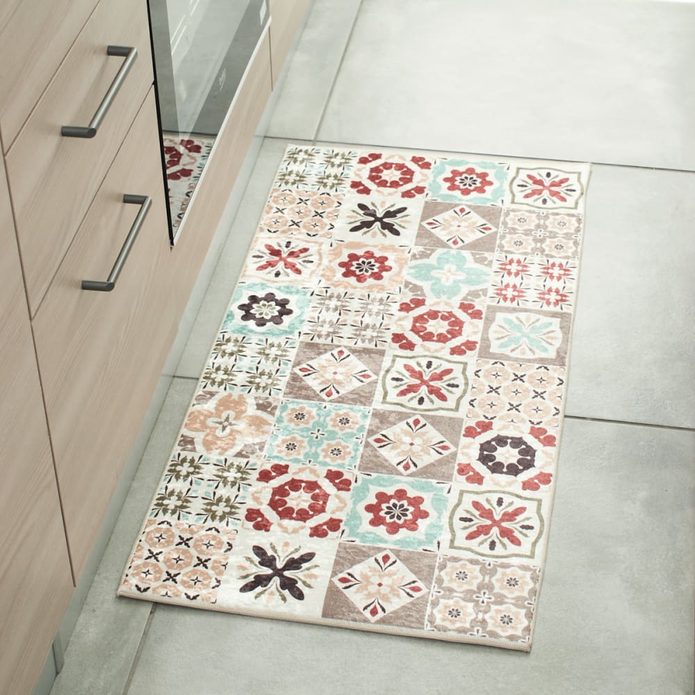 Tapis de cuisine carreaux de ciment multicolore 50x100