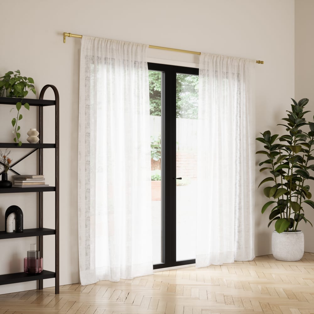 Umbra Lot de deux rideaux beige 132x241cm Hauteur style contemporain Blanc Pes - Polyester