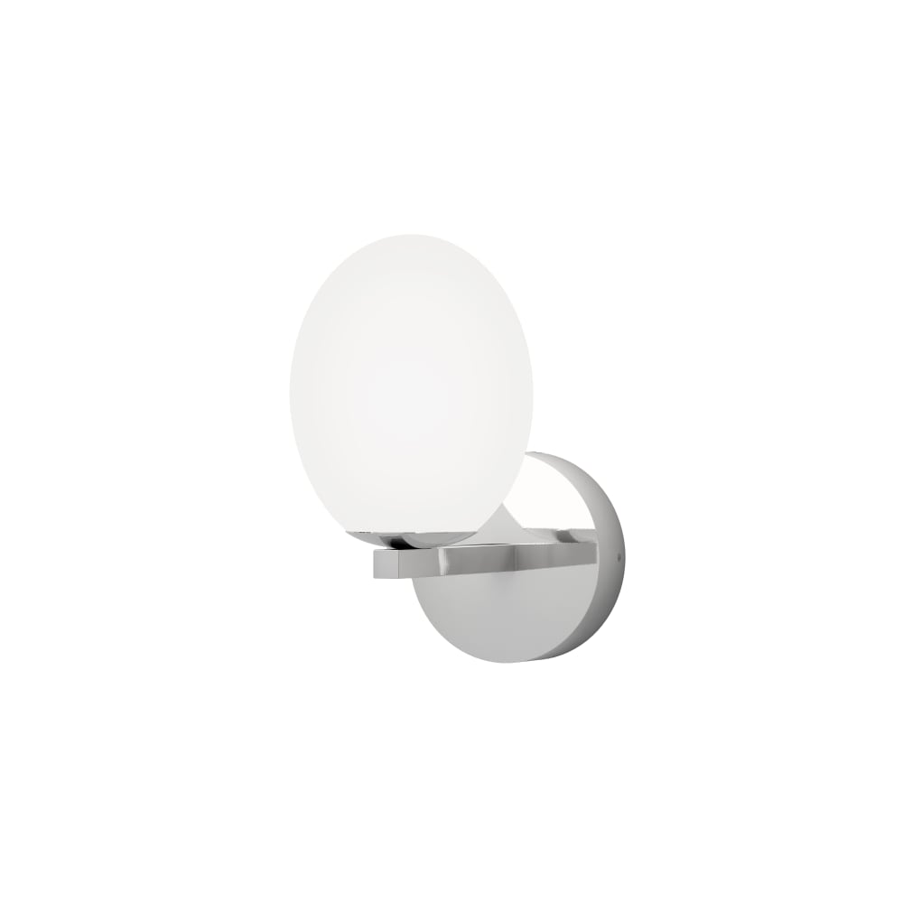Applique murale boule en verre opalin blanc et chrome  IP44