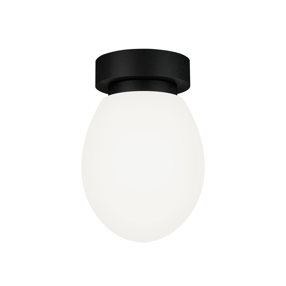 Applique de salle de bain ip44 en métal noir et verre opal ovale