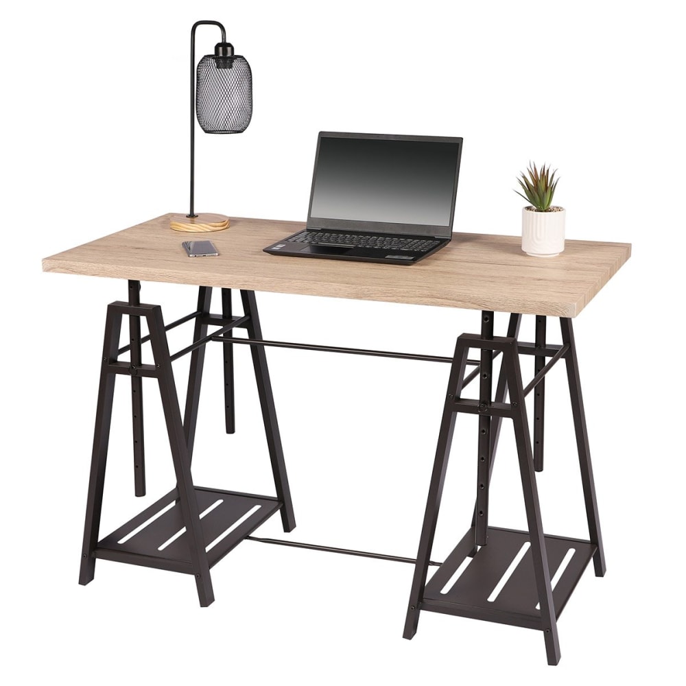 Wadiga Bureau bois et métal noir Archi 120cm style contemporain Marron Métal - 120x75x59cm