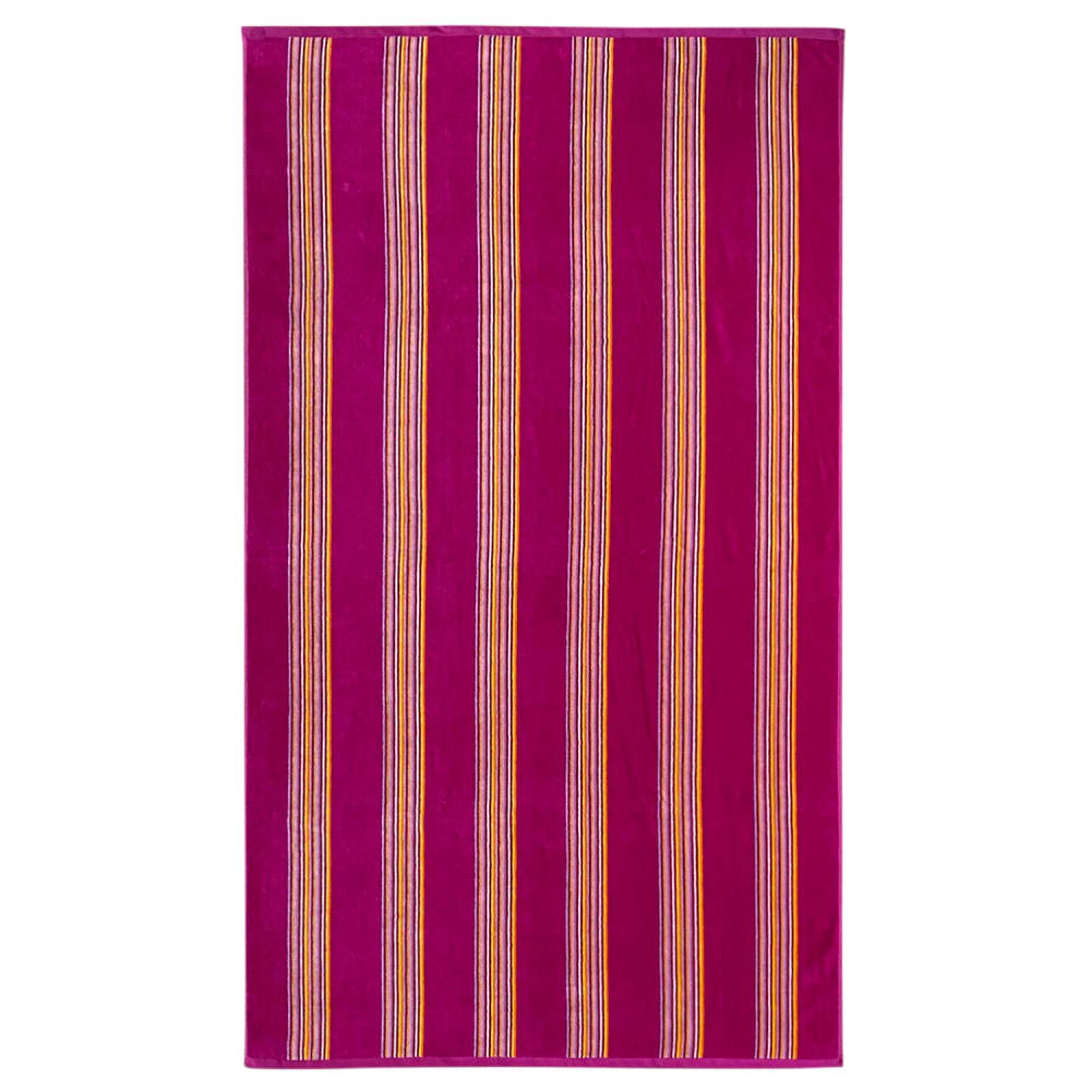 Serviette de plage éponge velours Milonga Fuchsia 90x170 400g/m²