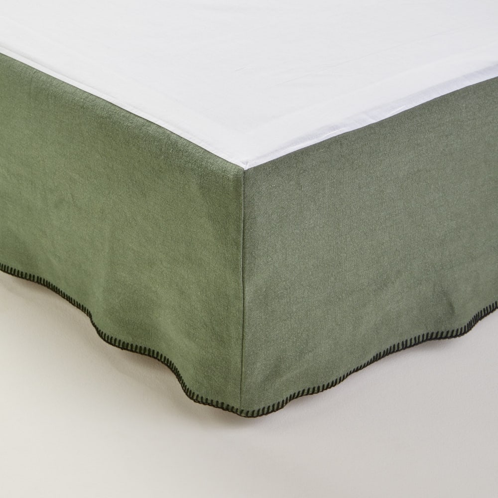 Madura Cache sommier en lin vert 90x200 cm style inspirations d'ailleurs