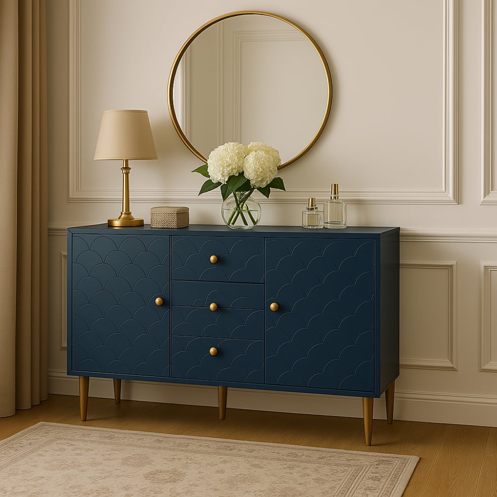 Scrivania pieghevole minimalista bianca e color legno - Modello Contemporaneo - Blu - Pannello di particelle