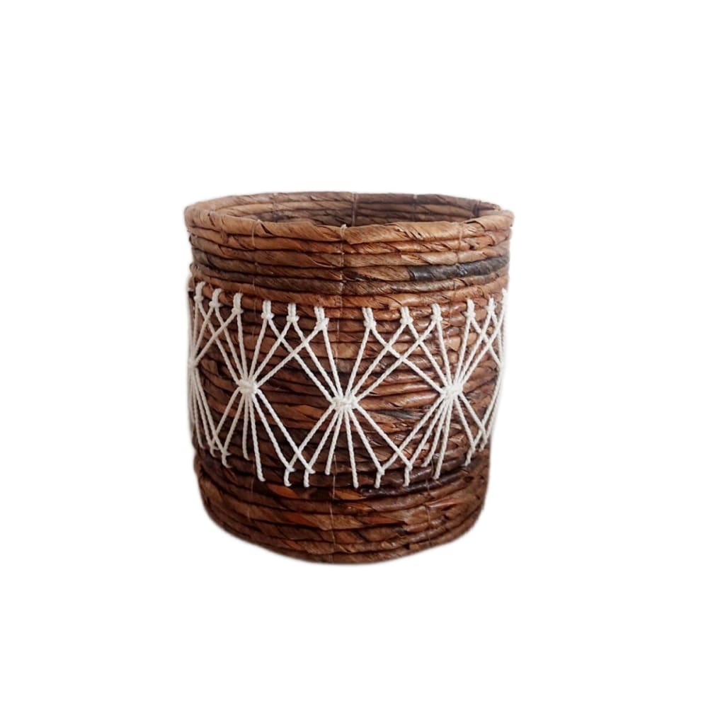 My Bliss Home Panier en feuilles de bananier, marron 18x16cm style inspirations d'ailleurs - Fibres Naturelles