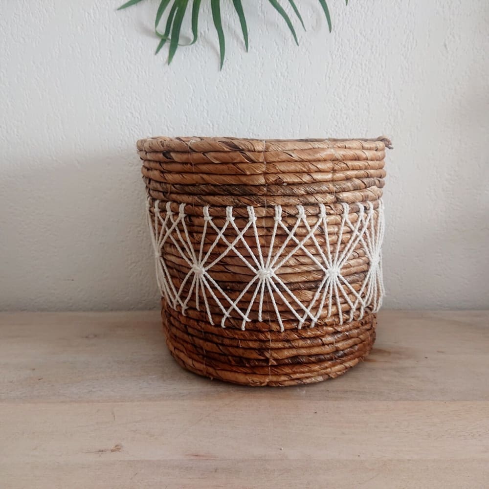 Panier en feuilles de bananier, marron 20x20 cm - Maisons du Monde