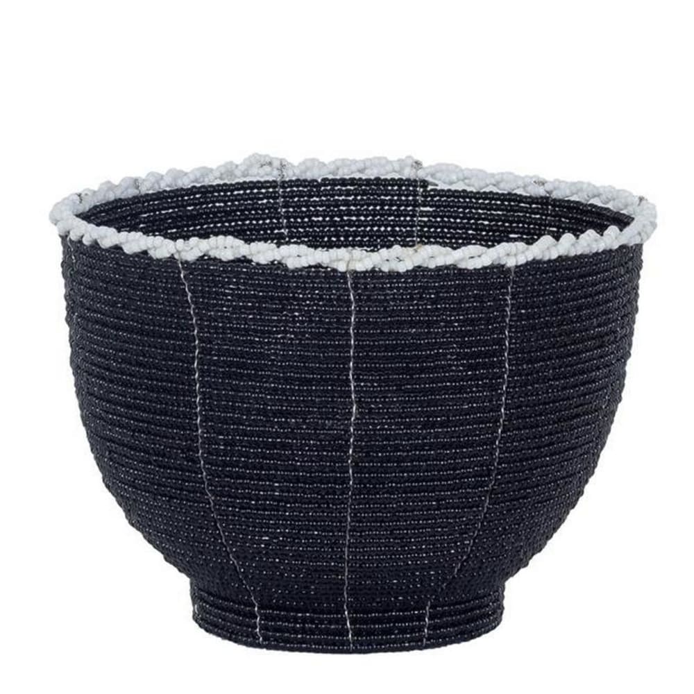 My Bliss Home Pot en perles de verre, noir 10x13 cm style inspirations d'ailleurs