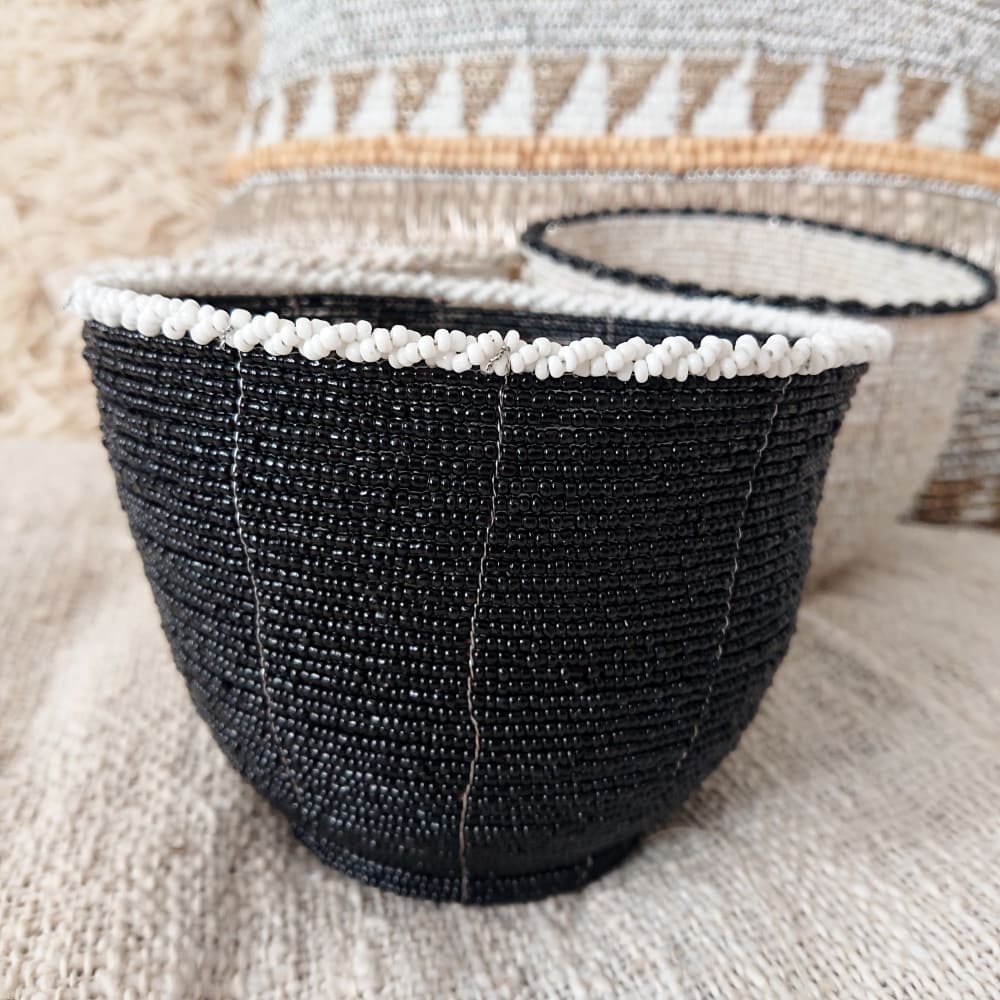 Pot en perles de verre, noir 10x13 cm - Maisons du Monde