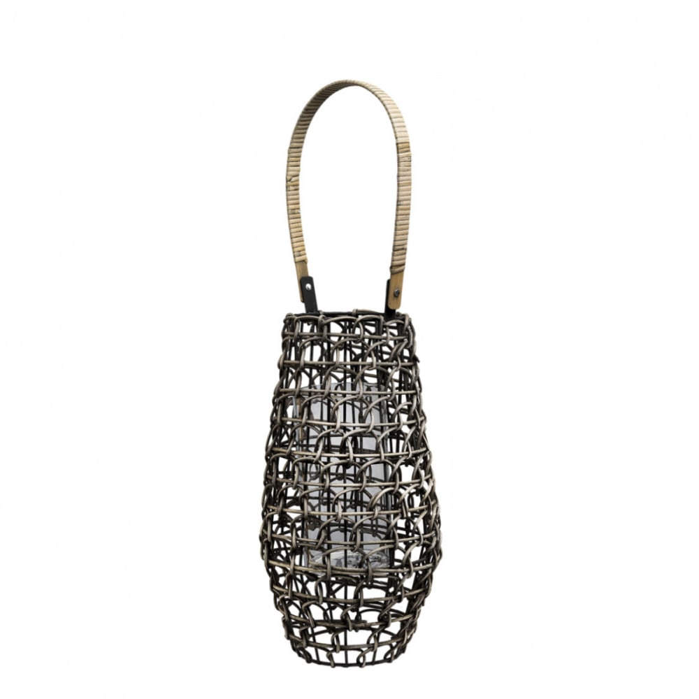 Sia Deco Dekorative Laterne aus Rattan H64, Braun style modern Braun Rattan
