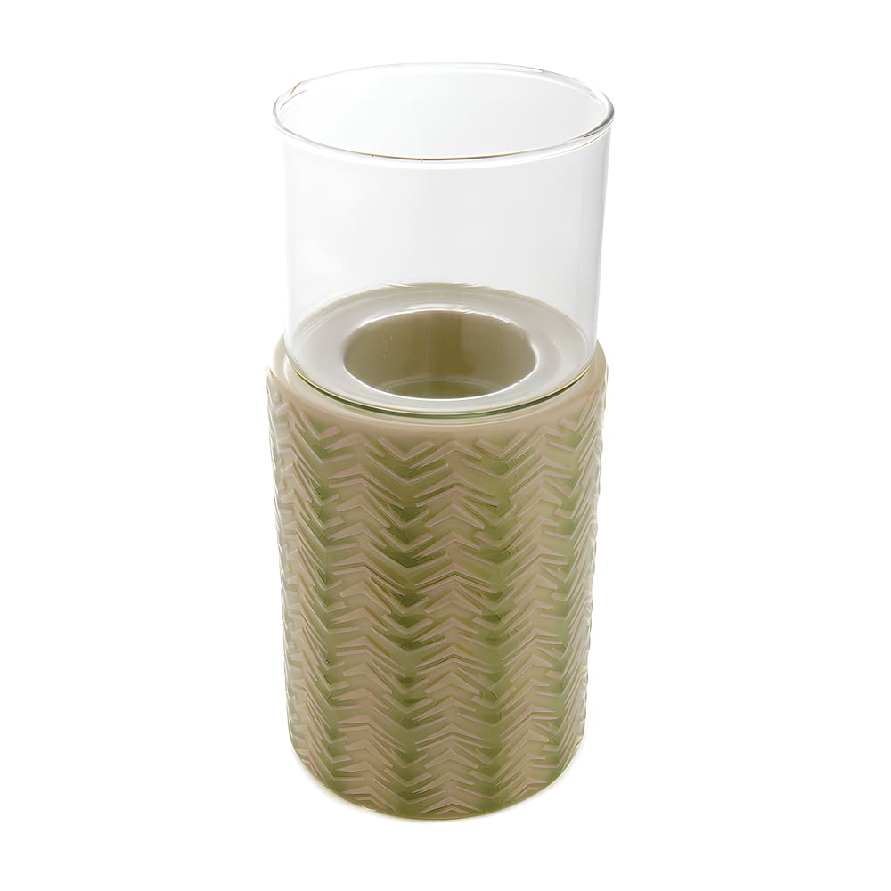 Photophore décoratif en grès vert clair H24