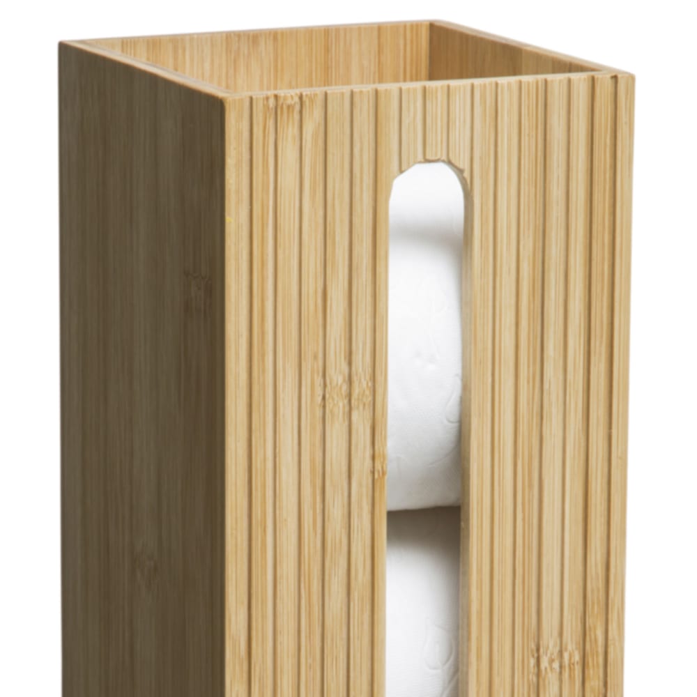 Rangement stock rouleaux papier toilette en bambou - 14.5x14.5x36cm — vue 4