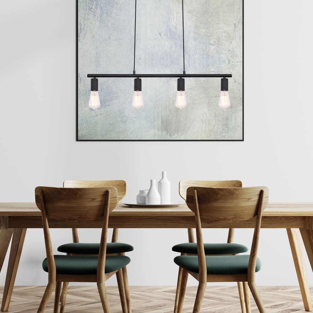 Suspension métal noir, 4x E27, 80cm - Maisons du Monde