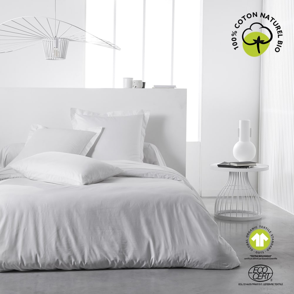 Housse de couette 2 personnes uni coton 240x260 cm blanc - Maisons du Monde