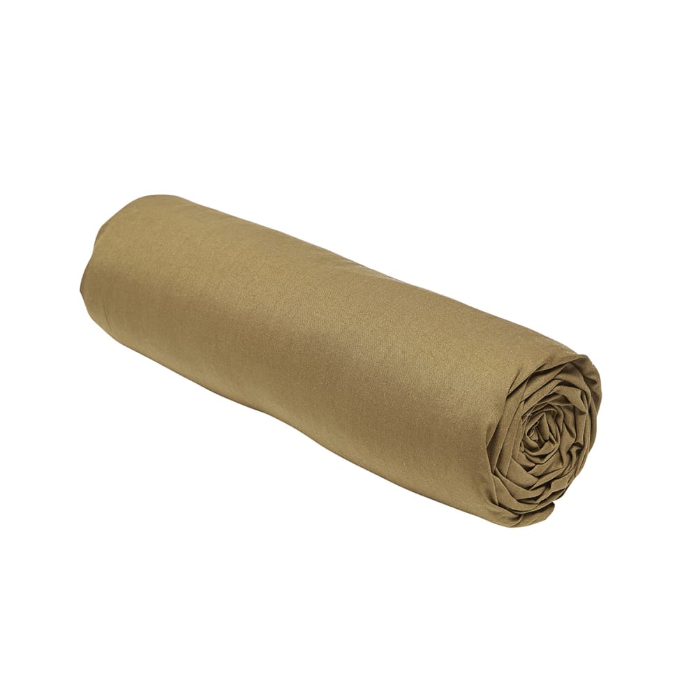Drap housse 2 personnes uni coton 160x200 cm marron — vue 4