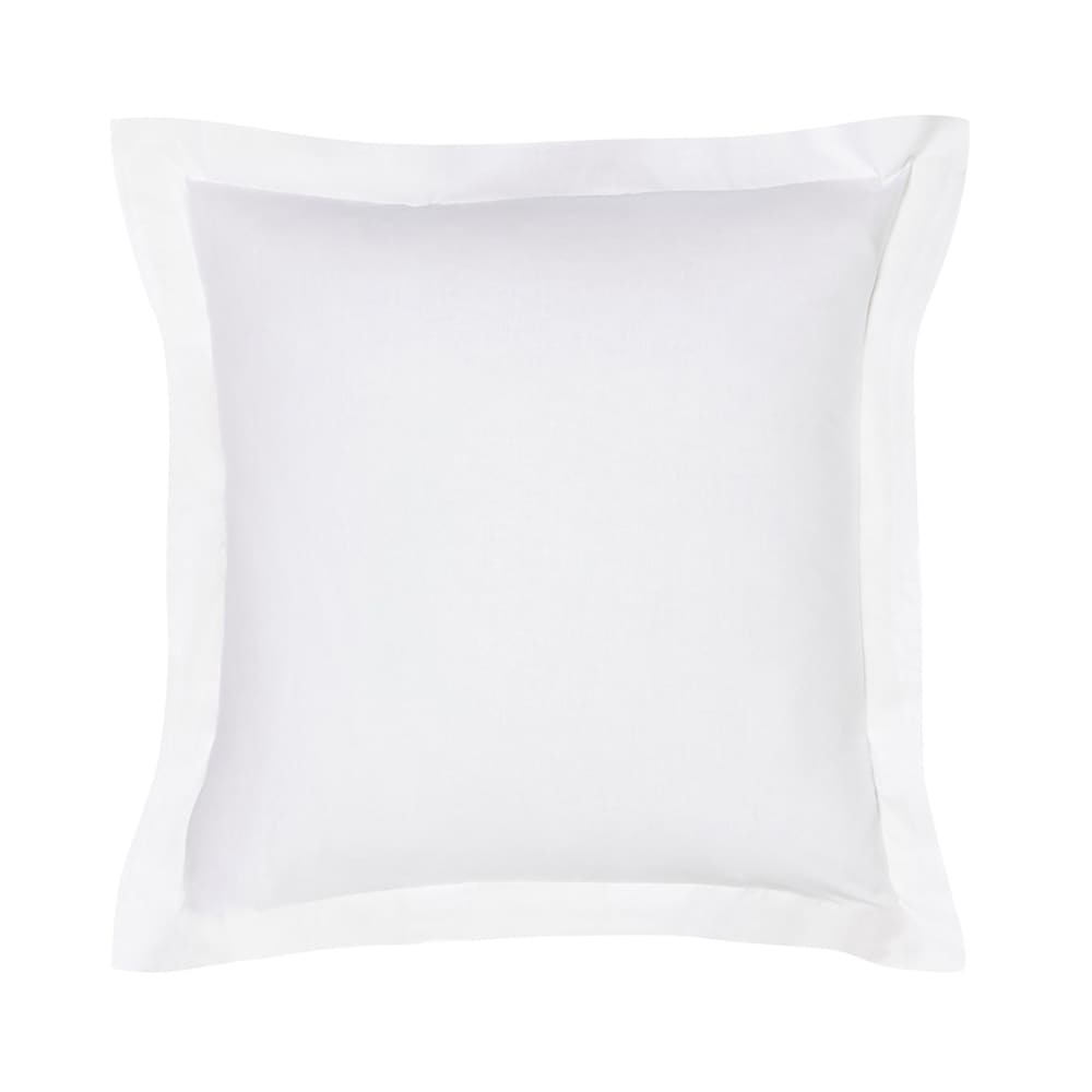 Taie d'oreiller finition volant uni coton  63x63 cm Blanc