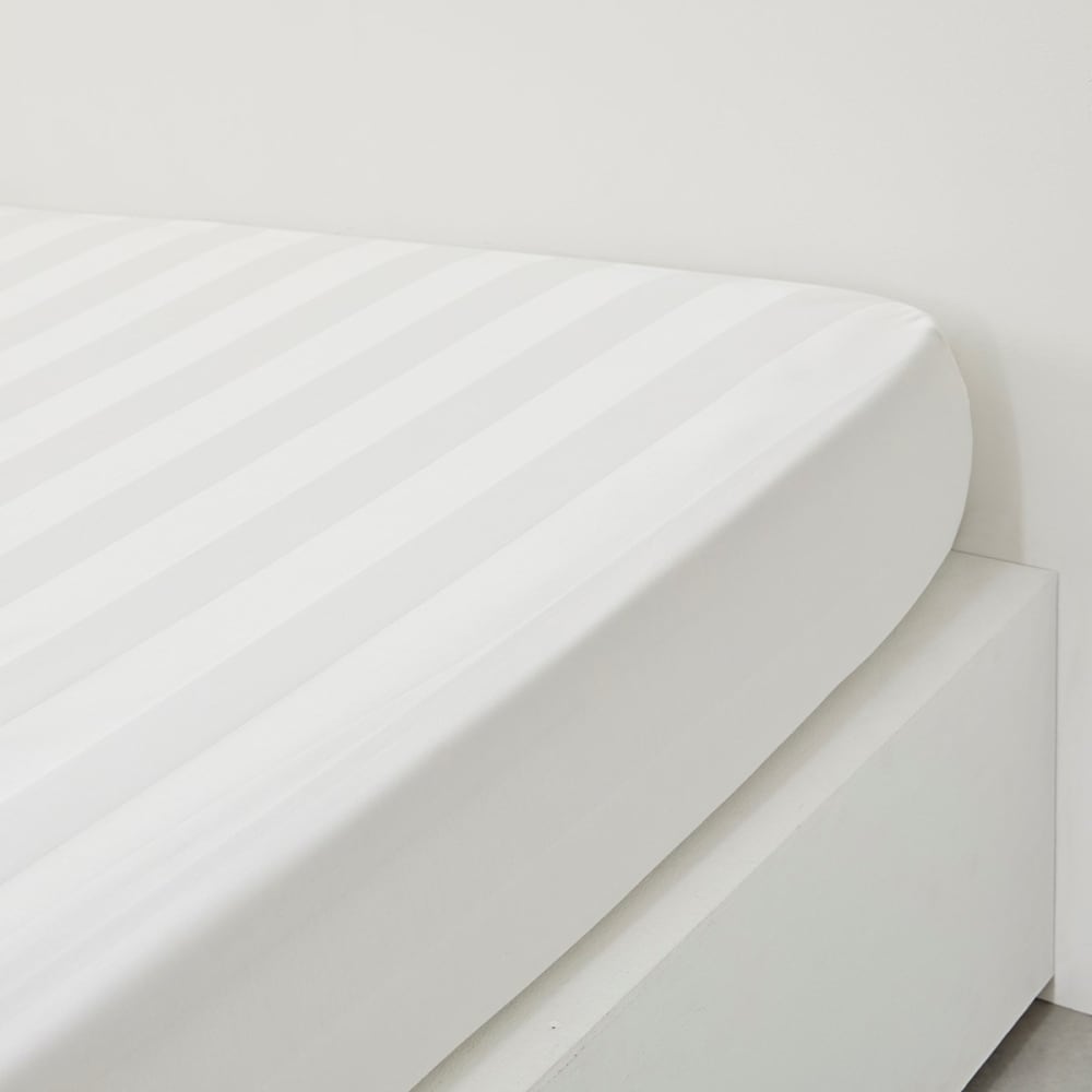 Drap housse 2 personnes uni coton grand bonnet  140x200 cm Blanc