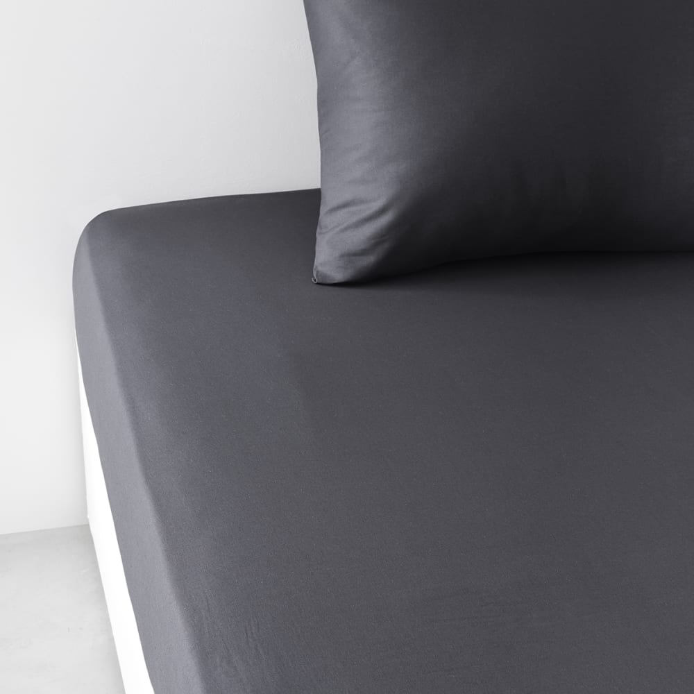 Today Uni-Spannbettlaken Baumwolle 180x200 cm style classic chic Schwarz Baumwolle