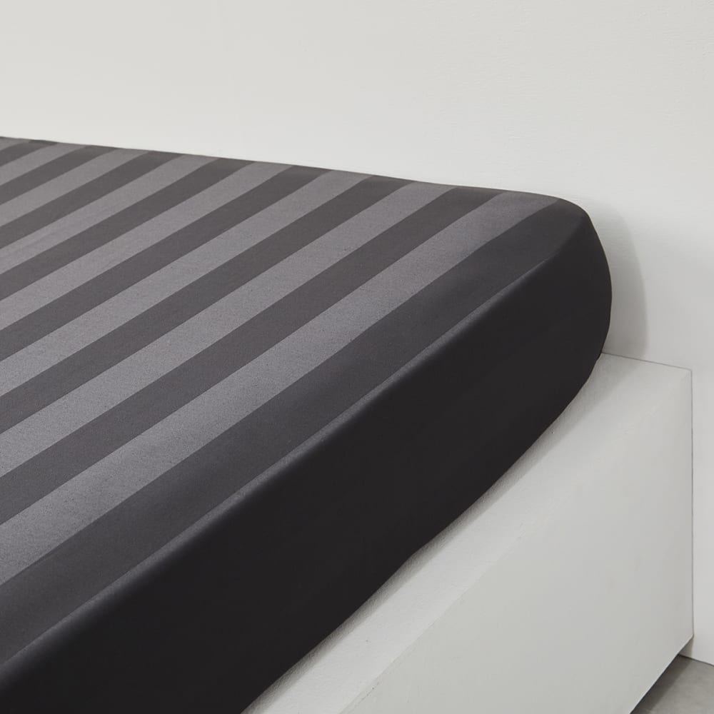 Drap housse 2 personnes uni coton grand bonnet  160x200 cm noir
