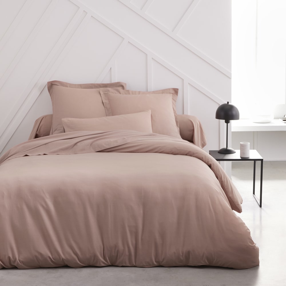 Drap housse 2 personnes uni coton 140x200 cm rose - Maisons du Monde