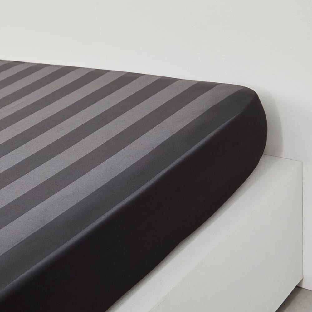 Drap housse 2 personnes uni coton grand bonnet  140x200 cm Noir