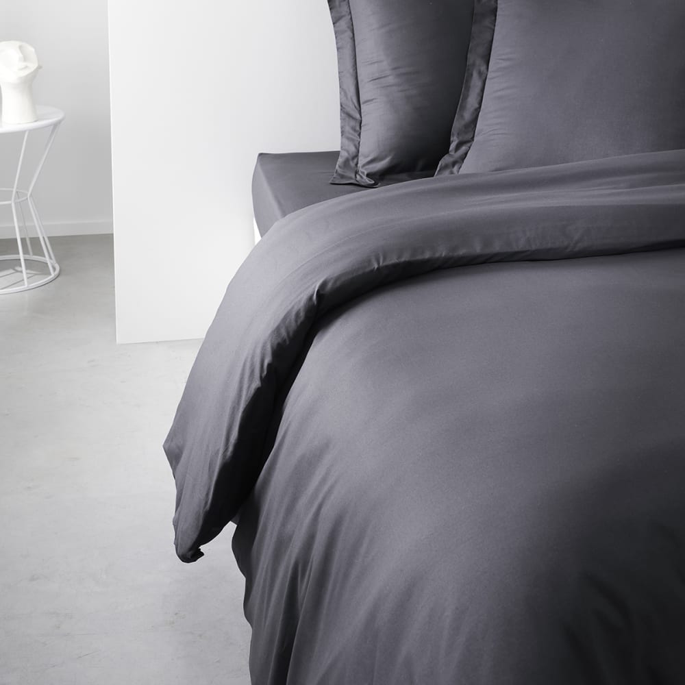 Today Einfarbiger Bettbezug Bio-Baumwolle 240x260 cm style classic chic Schwarz Baumwolle