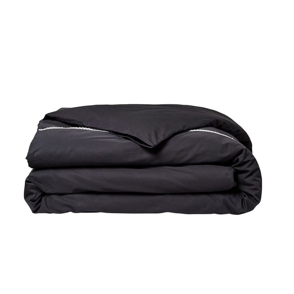 Parure de lit 2 personnes uni coton 240x260 cm noir - Maisons du Monde