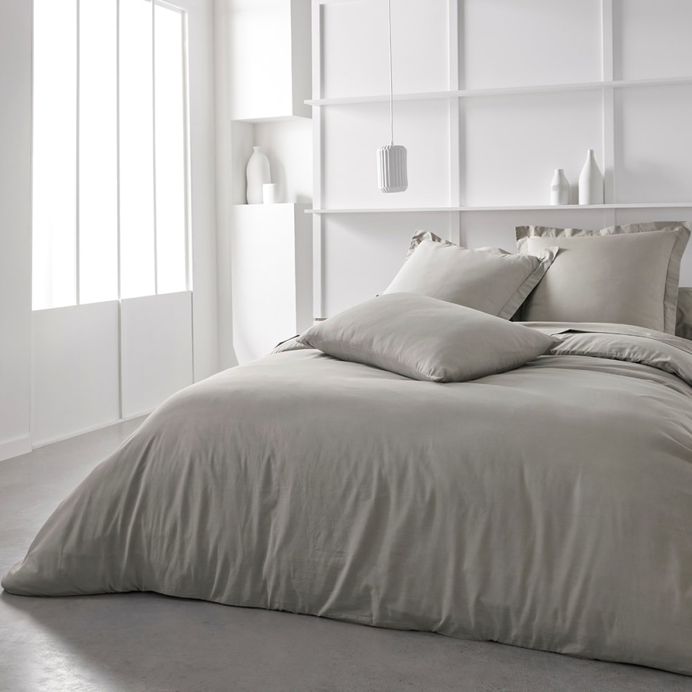 Housse de couette 2 personnes uni coton  220x240 cm Beige