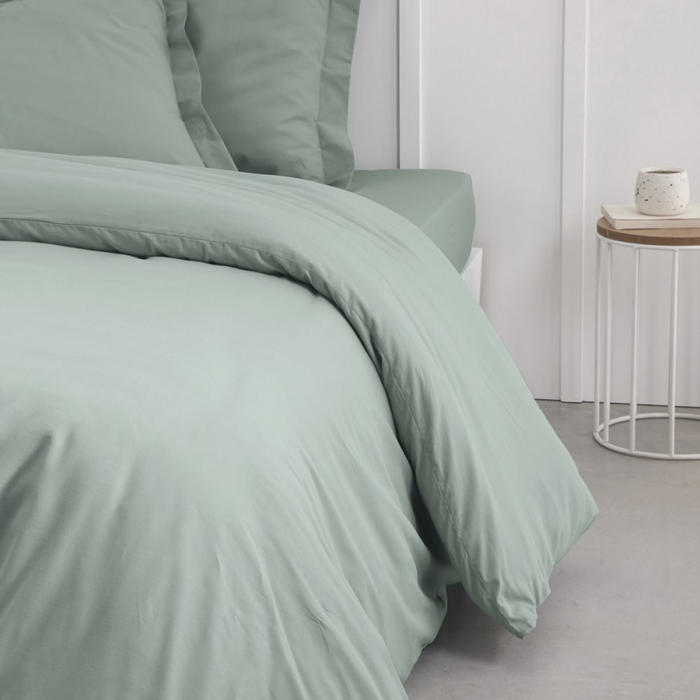 Today Einfarbiger Bettbezug Bio-Baumwolle 240x260 cm style classic chic Grün Baumwolle
